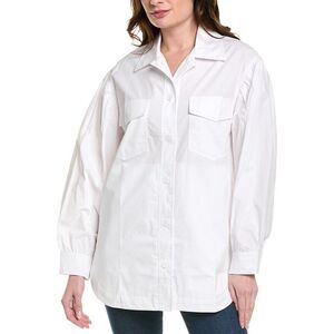 Susana Monaco Womens Poplin Shirt Jacket, White